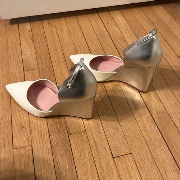 Shoes of Prey Lima white and silver strap wedges - EUC WORN ONCE - Picture 4 of 5